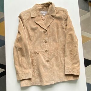 Vintage 90s Croft & Barrow Suede Blazer Jacket - Tan - Large